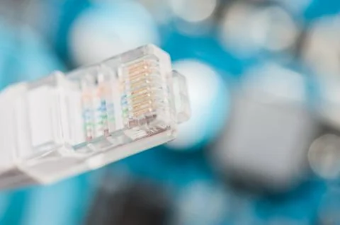 Lan network cable closeup Stock Photos