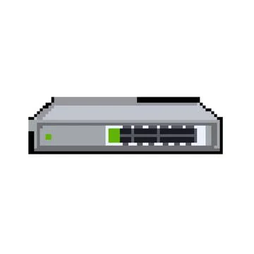 Lan network switch pixel art vector illustration Illustrazione stock