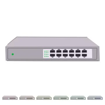 Lan network switch vector cartoon graphic 스톡 일러스트