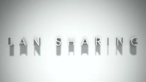 Lan sharing 3D title animation with shadows on a white background Stock Footage 296928717