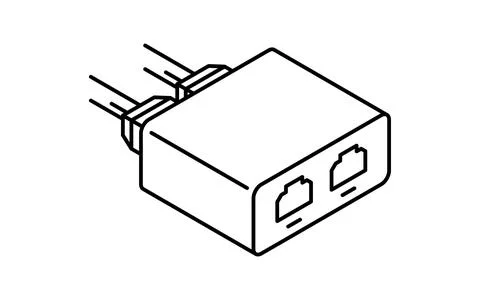 LAN splitter network configuration isometric line icon with Ethernet hub an.. Stock Illustration