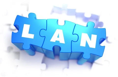 LAN - Text on Blue Puzzles Stock Illustration