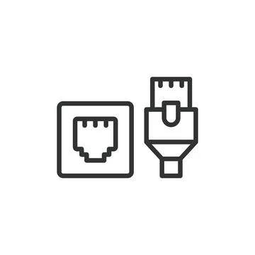 LAN Wan Ethernet port, icon in line design. LAN, wan, Ethernet, port, network Stock Illustration