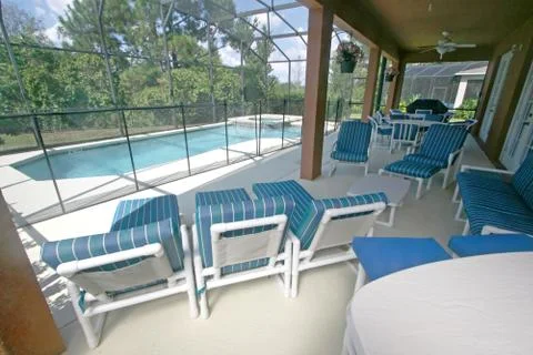 Lanai, pool and spa Stock Photos