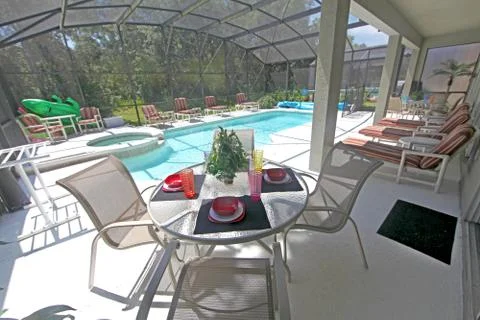 Lanai, pool and spa Stock Photos