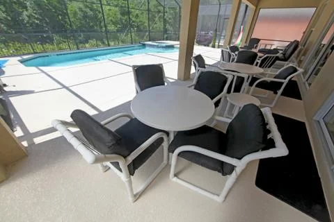 Lanai, pool and spa Stock Photos