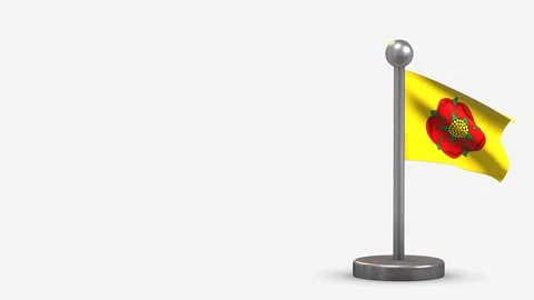 Lancashire 3D waving flag animation on tiny flagpole. Stock Footage 120794544