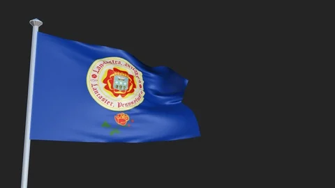 Lancaster Pennsylvania - Loopable 3D flag animation with Alpha Channel and Tr Stock-Footage 91047723