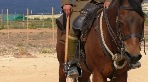 Lancer on horse close up Vídeos de archivo 65173327