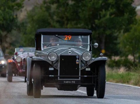 LANCIA LAMBDA SPIDER CASARO 1927 on an old racing car in rally Mille Miglia 2 Stock Photos
