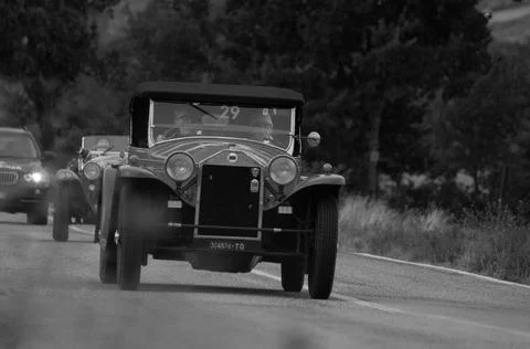 LANCIA LAMBDA SPIDER CASARO 1927 on an old racing car in rally Mille Miglia 2 Stock Photos