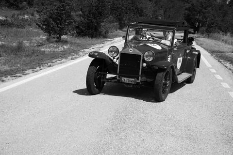 LANCIA LAMBDA TIPO 222 1930 on an old racing car in rally Mille Miglia 2022.. Stock Photos
