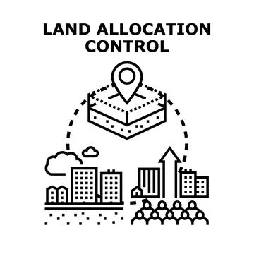 Land allocation control managing urban property development Stock Illustration