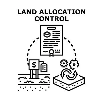 Land allocation control process for property management Ilustración de archivo