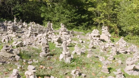 Land art pyramid in memory of a trip Stock Footage 170912798