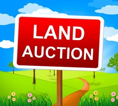 Land auction representing building plot and bidding Ilustración de archivo