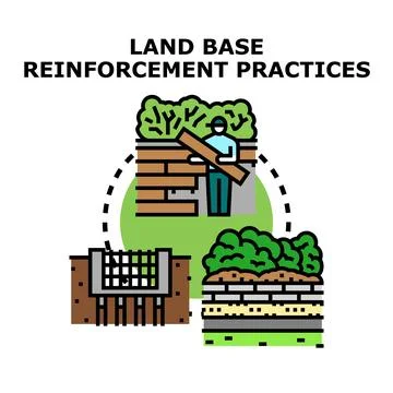 Land base reinforcement practices construction engineering concept Stock Illustration