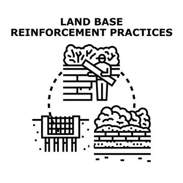 Land base reinforcement practices construction engineering concept Stock Illustration
