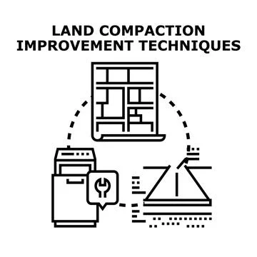 Land compaction improvement techniques flat vector concept Stock Illustration