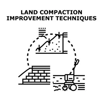 Land compaction improvement techniques vector illustration Stockillustratie