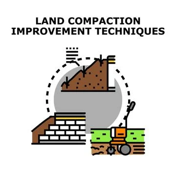 Land compaction improvement techniques vector illustration Stock Illustration