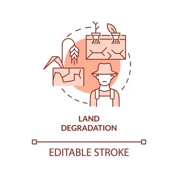 Land degradation red concept icon 스톡 일러스트