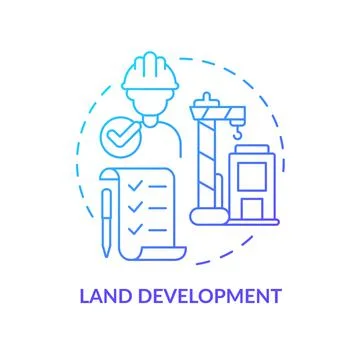 Land development blue gradient concept icon Ilustración de archivo