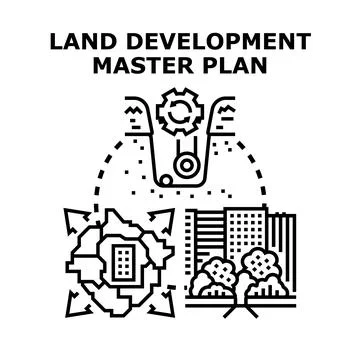 Land development master planning constructing real estate project Stock Illustration