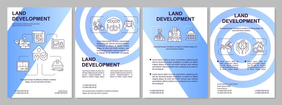 Land development process blue gradient brochure template Illustrazione stock