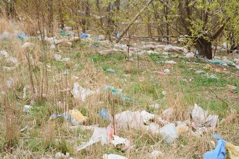 Land with garbage, Garbage dump landscape of ecological damage contaminated.. Stock Photos