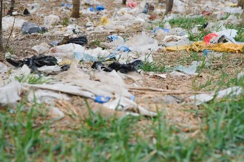 Land with garbage, Garbage dump landscape of ecological damage contaminated.. Stock Photos
