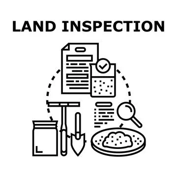 Land inspection concept with soil analysis and report Stock Illustration