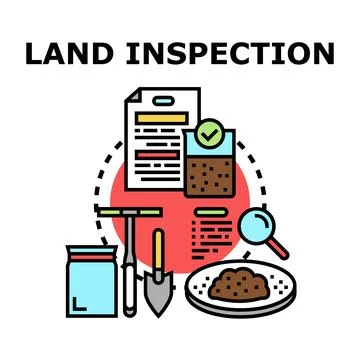 Land inspection concept with soil analysis and report Stock Illustration