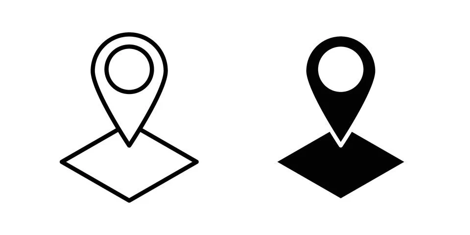 Land layer location icon drawing lines. Silhouette style vector bundle Stock Illustration