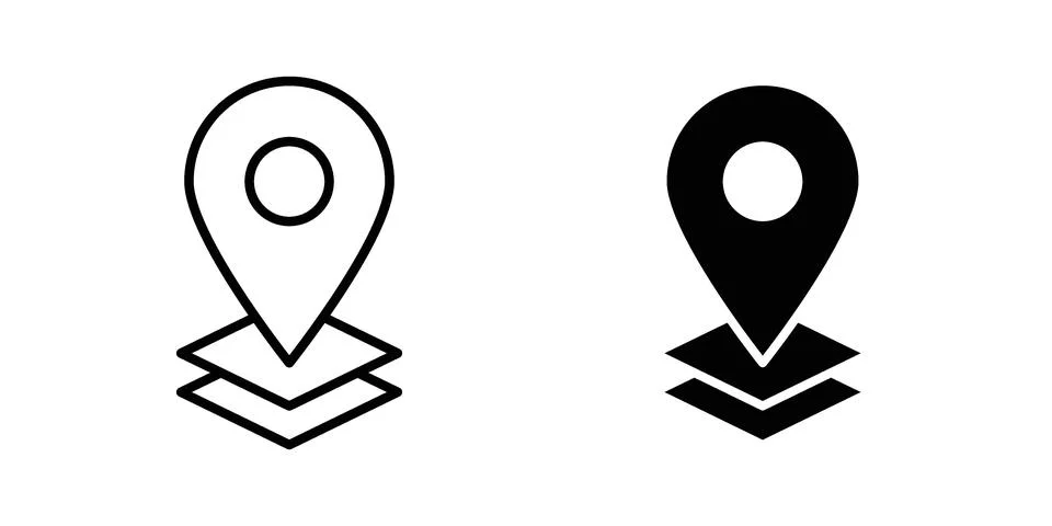 Land layer location icon pack with silhouette and stroke web icons Stock Illustration