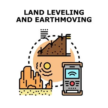 Land leveling and earthmoving planning with modern survey tools Ilustración de archivo