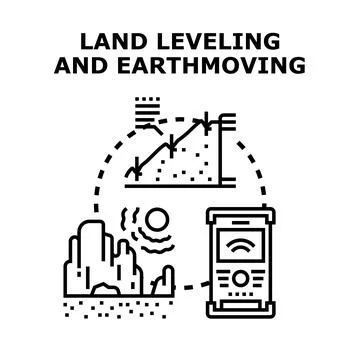 Land leveling and earthmoving planning with modern survey tools Illustrazione stock