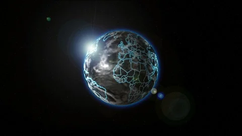 Land with light lines of continents 스톡 동영상 128254359