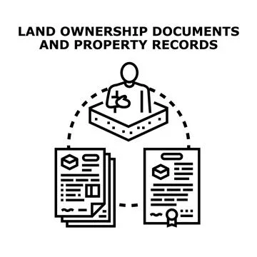 Land ownership documents and property records concept Stock Illustration