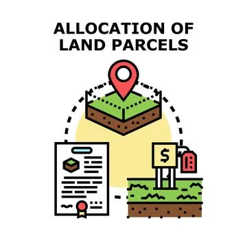 Land parcel allocation process for property development and sale Stock-Illustration