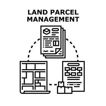 Land parcel management concept with map and documents Stock Illustration