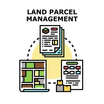 Land parcel management concept with map and documents Stock Illustration