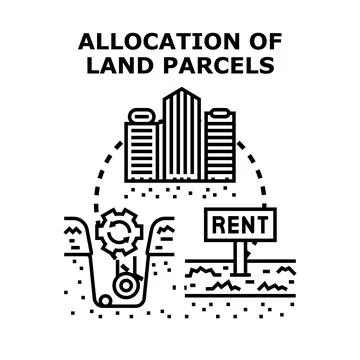 Land parcels allocation managing real estate development Stock Illustration