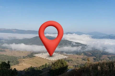 Land plot in aerial view. Gps registration survey of property, real estate .. 스톡 사진