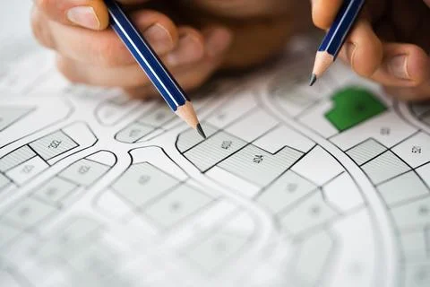 Land Plot And Building Map Fotos de archivo