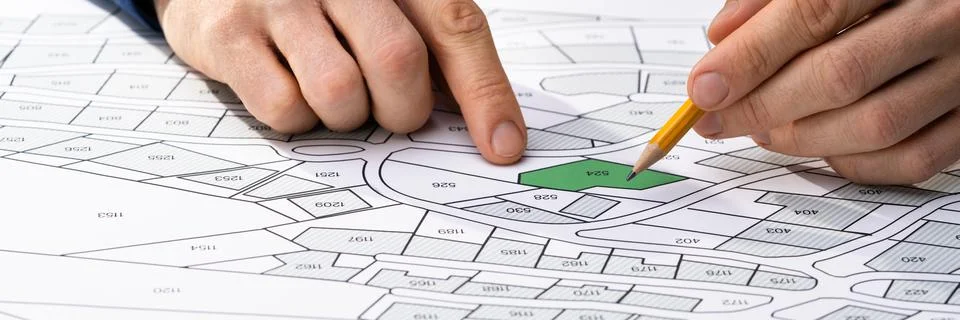 Land Plot And Building Map Fotos de archivo