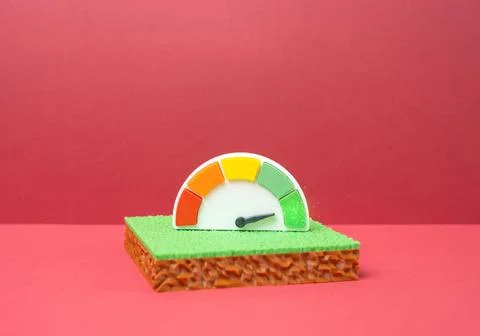Land plot and green scale. Safe and environmentally friendly plot. Suitabilit Stock Photos