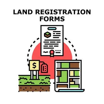 Land registration forms for property ownership transaction Stock Illustration