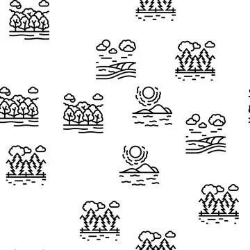 Land Scape Nature Vector Seamless Pattern Illustrazione stock
