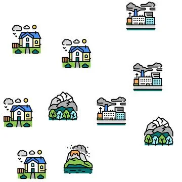 Land Scape Nature Vector Seamless Pattern Stock Illustration